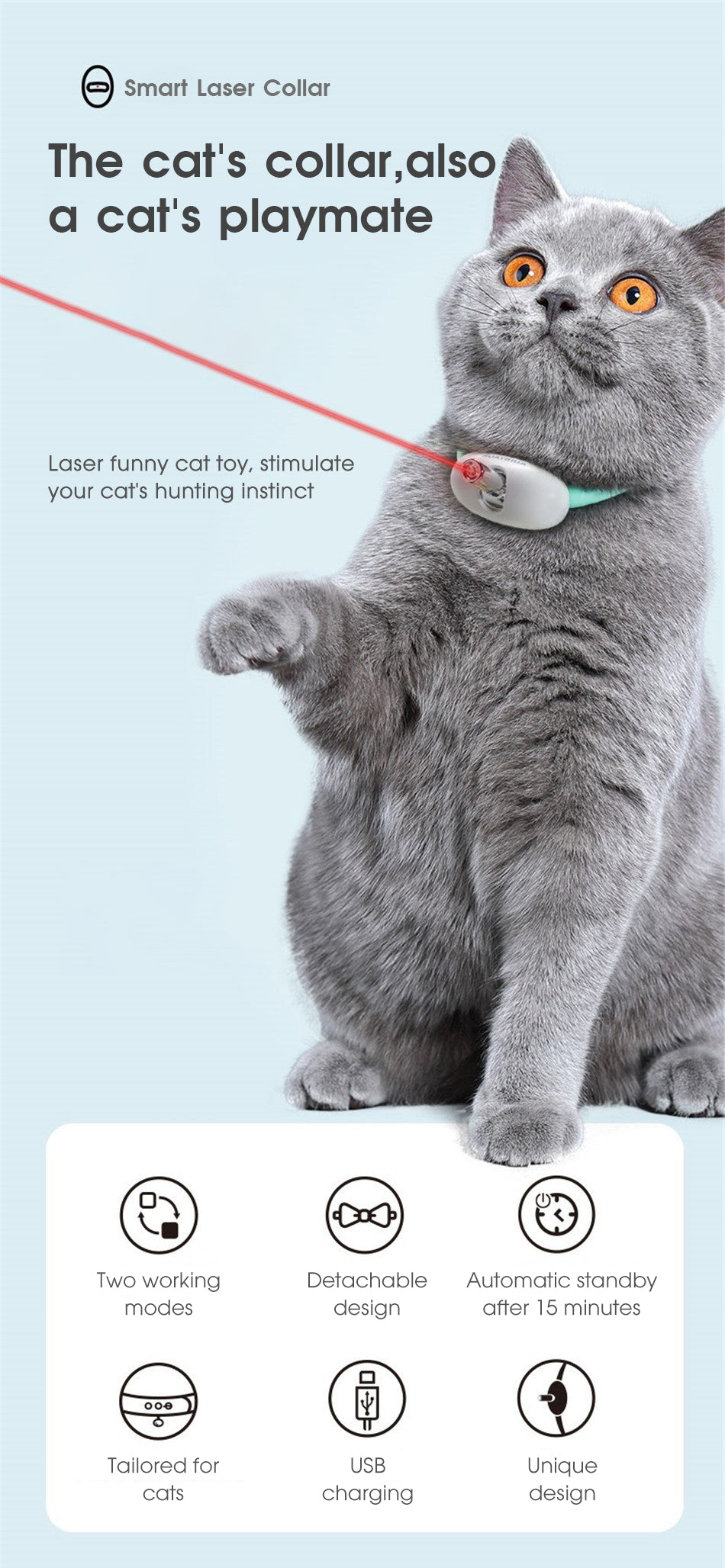 Smart Laser Cat Toy Collar - Interactive Play