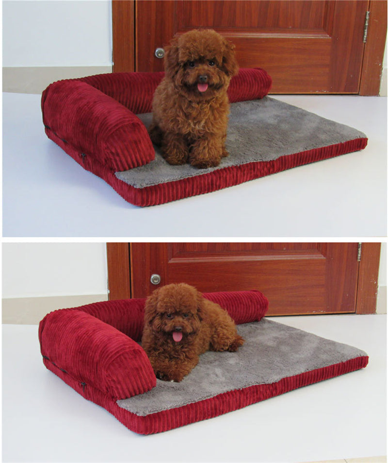 Corduroy Dog Sofa Bed, Cozy Non-Slip Comfort - photo 19