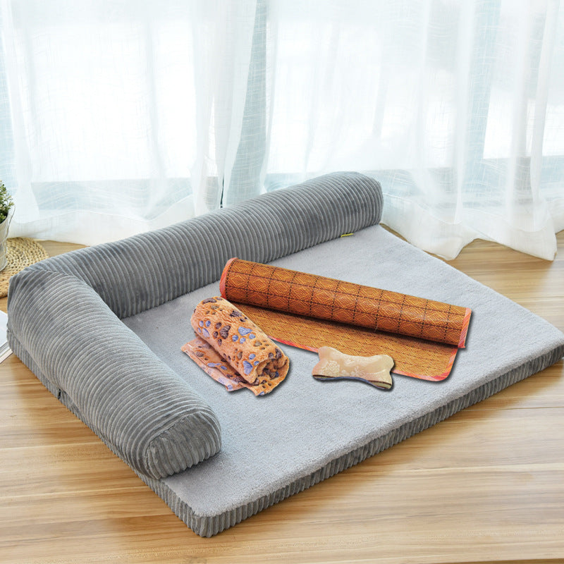 Corduroy Dog Sofa Bed, Cozy Non-Slip Comfort - photo 7