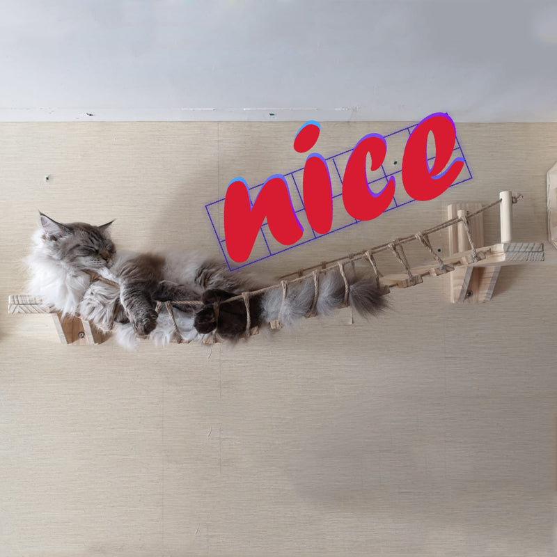 Wall-Mounted Cat Shelf - Pine Design