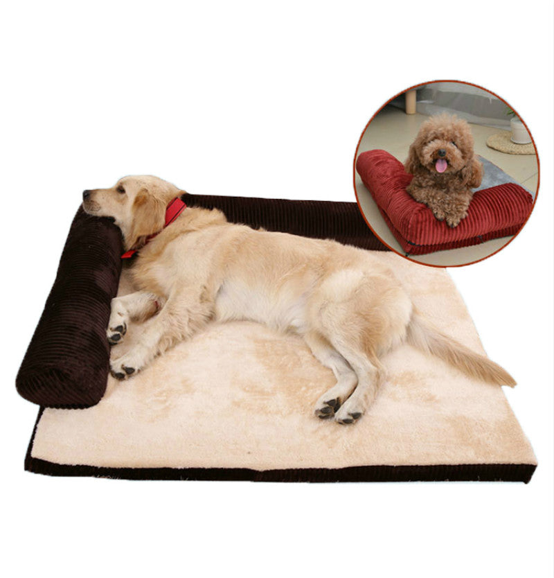 Corduroy Dog Sofa Bed, Cozy Non-Slip Comfort - photo 2
