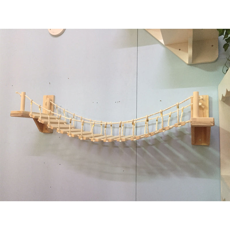 Wall-Mounted Cat Shelf - Pine Design