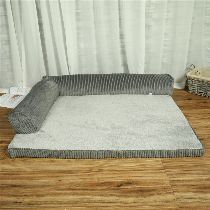 Corduroy Dog Sofa Bed, Cozy Non-Slip Comfort - photo 3